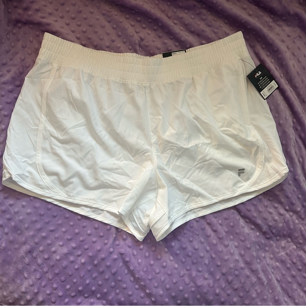White Fila Athletic Shorts w/ Liner (NWT)